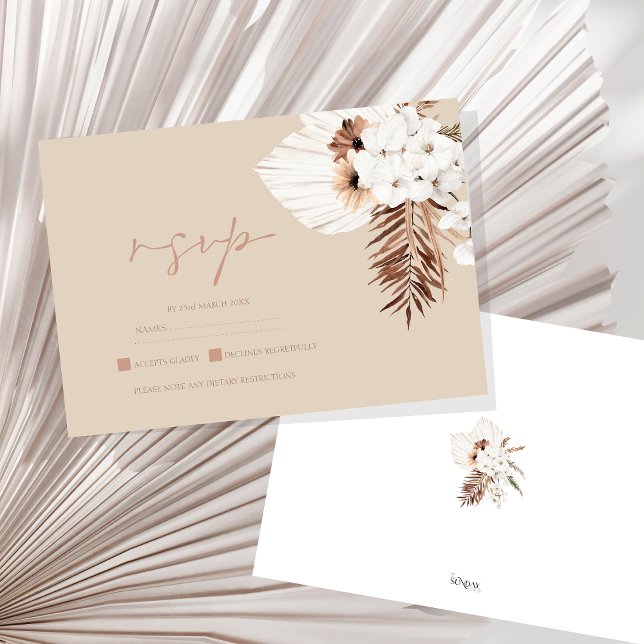 Boho Terracotta Beige Pampas Grass Floral Wedding RSVP Karte (Boho Terracotta Beige Pampas Grass Floral Wedding RSVP Card)