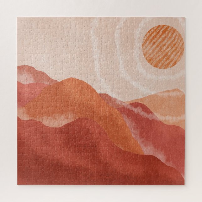 Boho Terracotta Berge, abstraktes Poster. (Vertikal)