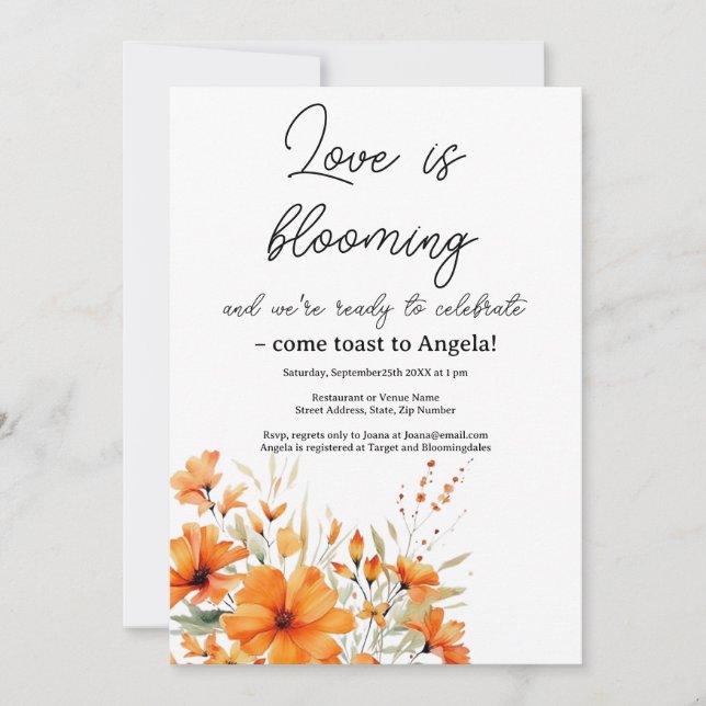 Boho Terracotta Bloral Bridal Dusche Einladung (Vorderseite)