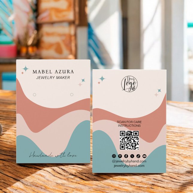 Boho terracotta Blue Jewelry Maker Qr Logo Ohrring (Boho terracotta blue Jewelry maker Qr logo earring)