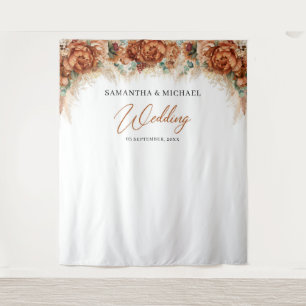 Boho terracotta Blumenkupfer Pampas Gras Hochzeit Wandteppich