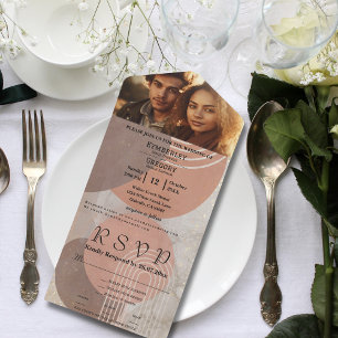 Boho Terracotta Brown Abstrakt QR Code Minimalisti All In One Einladung