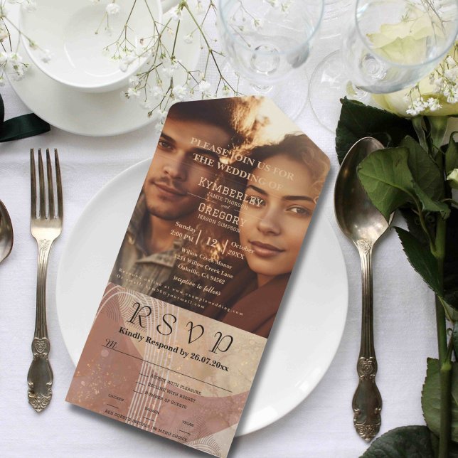 Boho Terracotta Brown Abstrakte Minimalistische We All In One Einladung (Von Creator hochgeladen)