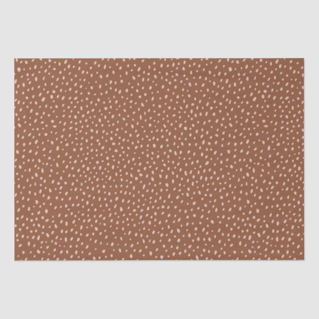 Boho Terracotta Brown & Beige Dots Babydusche Seidenpapier (Vorderseite)