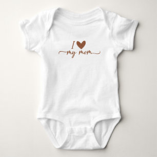 Boho Terracotta Brown & Beige Dots "I Liebe My Mam Baby Strampler