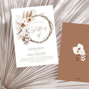 Boho Terracotta Brown Driving Floral Wreath Weddin Einladung