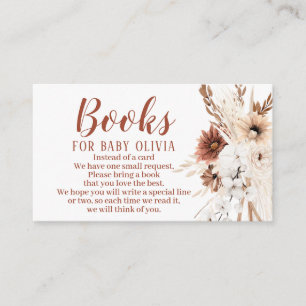 Boho Terracotta Bücher für Babyverpackungskarte Begleitkarte