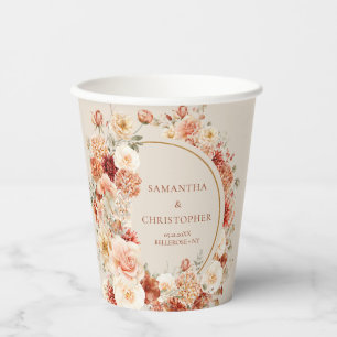 Boho terracotta burgundy blumeneucalyptus wedding pappbecher