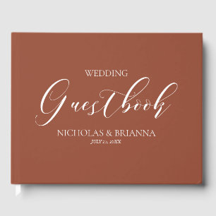 Boho Terracotta Burnt Orange Monogram Wedding Gästebuch