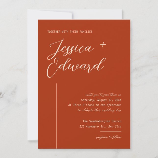 Boho Terracotta Burnt Orange Retro Modernes Elegan Einladung (Vorderseite)