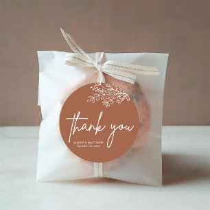 Boho Terracotta Burnt Orange Rustikale Hochzeit Runder Aufkleber