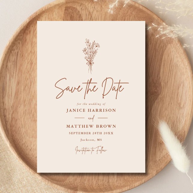 Boho Terracotta Burnt Orange Rustikale Hochzeit Save The Date (Von Creator hochgeladen)