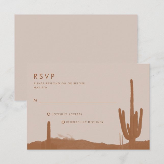 Boho Terracotta Cactus Desert Wedding RSVP Karte (Vorne/Hinten)