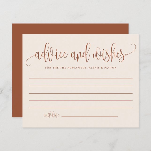 Boho Terracotta Calligrafy Addon and Wishings Card (Vorne/Hinten)