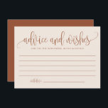 Boho Terracotta Calligraphy Wedding Hinweiskarte<br><div class="desc">Frag den Gästen mit dieser individuell gestaltbaren Beratungskarte ihre Ratschläge und Wünsche zu geben. Es zeichnet sich durch Terrakotta moderne Kalligraphie und ein skurriles Konfetti-Muster aus. Personalisieren Sie Ihre persönlichen Daten, indem Sie Ihre eigenen Daten hinzufügen. Sie können auch das Hinterbild in ein Foto oder ein anderes Bild ändern. Diese...</div>