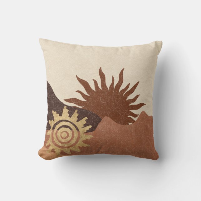 Boho Terracotta Desert Sun Throw Pillow Kissen (Vorderseite)