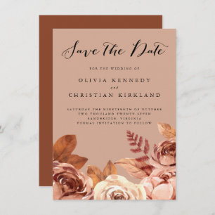 Boho Terracotta Earth Tone Botanische Save the Dat Ankündigung