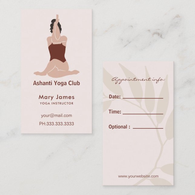 Boho Terracotta Earthy Yoga Instructor Terminkarte (Vorne/Hinten)