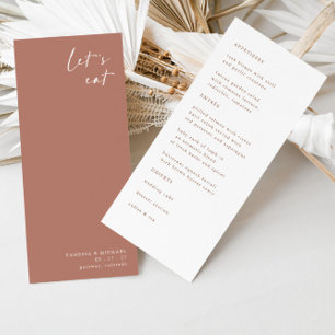 Boho Terracotta Élégant menu minimaliste Mariage