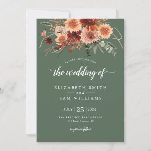 Boho Terracotta Faire-part de mariage de verdure