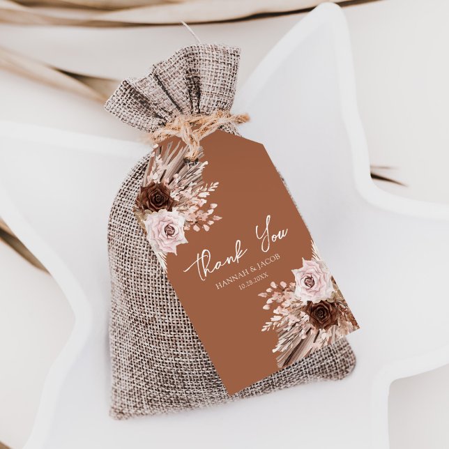 Boho Terracotta Fall Floral Wedding Vielen Dank Geschenkanhänger (Von Creator hochgeladen)