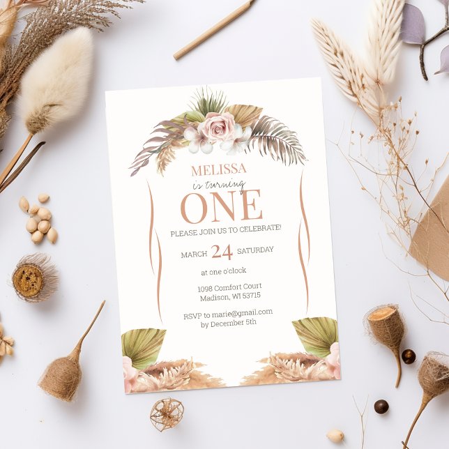 Boho Terracotta Floral 1. Geburtstag Einladung (Von Creator hochgeladen)