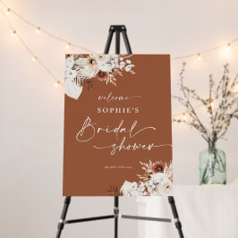 Boho Terracotta Floral Brautparty Begrüßungszeiche
