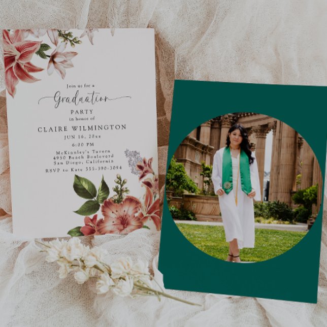 Boho Terracotta Floral Graduation Invitation (Créateur téléchargé)