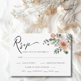 Boho Terracotta Floral Hochzeit im Herbst RSVP Karte