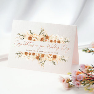 Boho Terracotta Floral Mariage Carte de félicitati