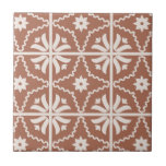 Boho Terracotta Floral Pattern Fliese<br><div class="desc">Boho terracotta und weiße Blumenmuster für Ihre Heimwerkerprojekte. Verwenden Sie als Single dekorative Fliesen Untersetzer,  oder eine Küche Backsplash,  Bad Fliesen oder Kamin Kamin Kamin Herd. Sei kreativ! 2 Größen verfügbar.</div>