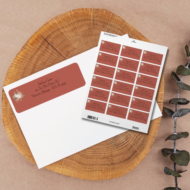 Boho Terracotta Floral Rücksendeadresse (Von Creator hochgeladen)