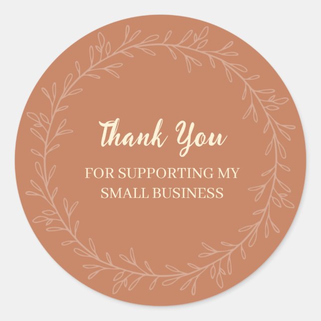 Boho Terracotta Floral Thank You Small Business Runder Aufkleber (Vorderseite)