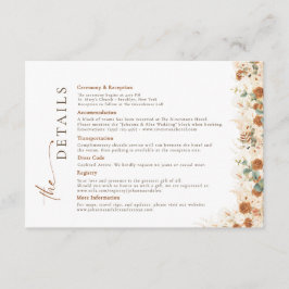 Boho Terracotta Floral Wedding Details Begleitkarte