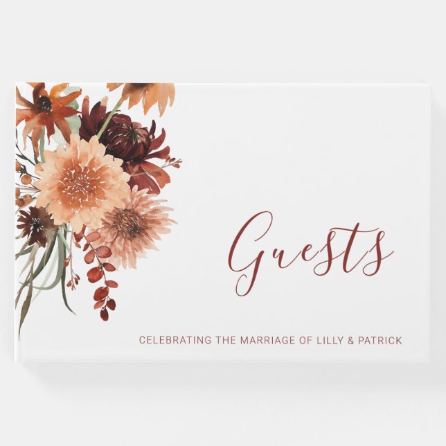 Boho Terracotta Floral Wedding Gästebuch (Vorderseite)