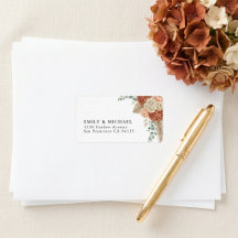 Boho Terracotta Floral Wedding Return Address