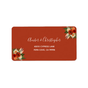 Boho Terracotta Floral Wedding RSVP Rücksendeadre Adressaufkleber