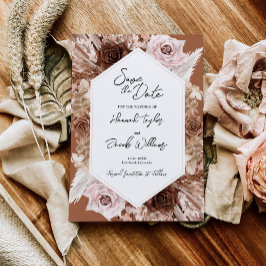 Boho Terracotta Floral Wedding Save The Date