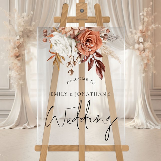 Boho Terracotta Florals Automne Bienvenue Mariage (Créateur téléchargé)