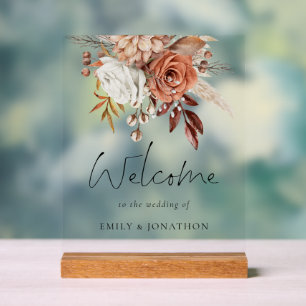 Boho Terracotta Florals Bienvenue Au Mariage