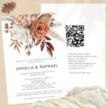 Boho Terracotta Florals QR Code Bohemisch Wedding