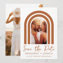 Boho Terracotta Foto Arch Wedding Save the Date