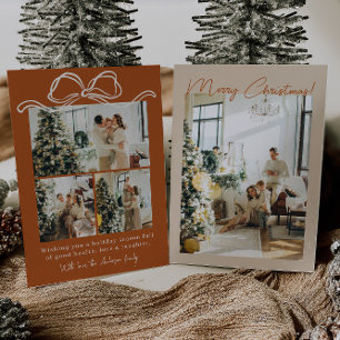 Boho Terracotta Foto Familie Frohe Weihnachten