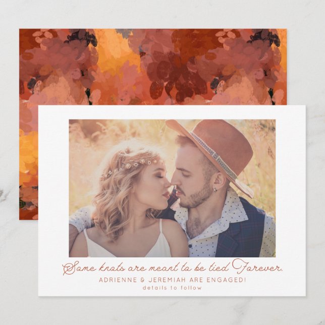 Boho Terracotta Foto Verlobung Ankündigung (Vorne/Hinten)