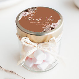 Boho Terracotta Gastgeschenk Hochzeit Vielen Dank Runder Aufkleber