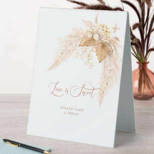 Boho Terracotta getrocknete Blume Liebe ist süß Tischaufsteller