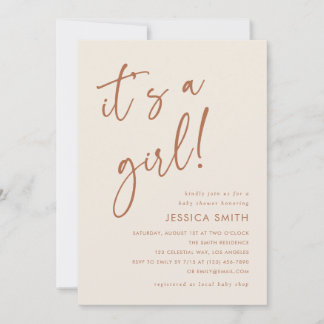 Boho Terracotta Girl Baby Shower Einladung