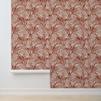 Boho Terracotta Gray Leaf Print Pattern
