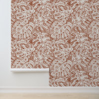 Boho Terracotta Gray Palm Leaf Print Pattern