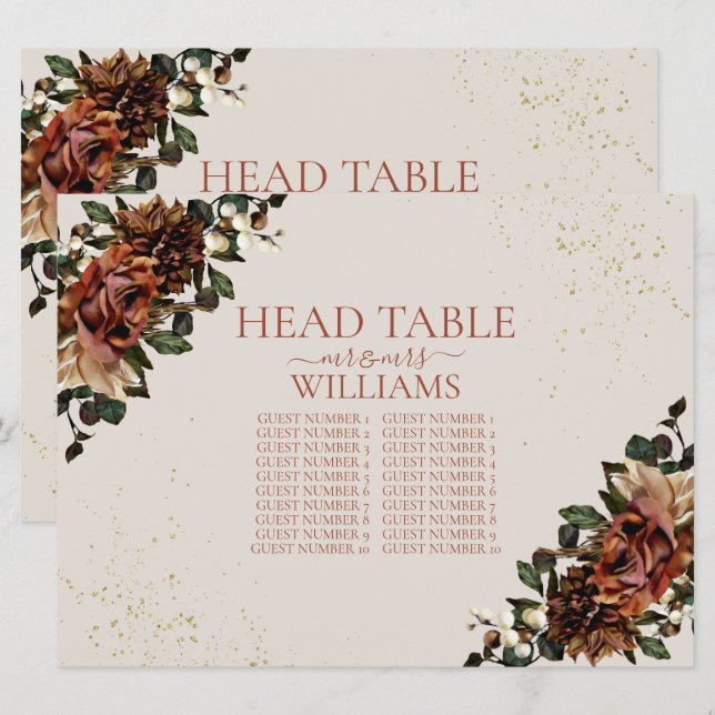 Boho Terracotta Greenerie Blumengestelle Einladung (Vorne/Hinten)